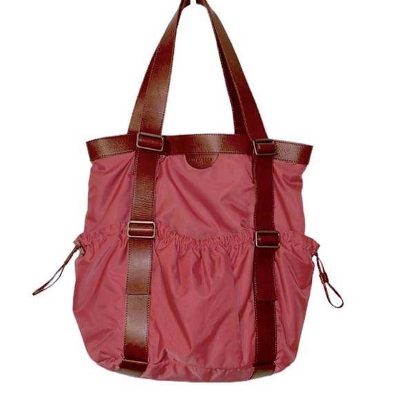 STRENESSE Blue Oversized Tote in Rose Pink Nylon with Brien Vegan Leather Trim - Picture 2 of 13